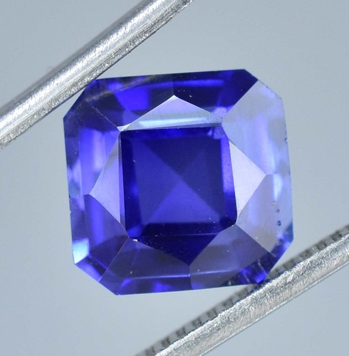 6.00 Ct Natural Royal Blue Ceylon Sapphire Square Cut Loose Gem Certified 9x9 MM - Picture 3 of 8