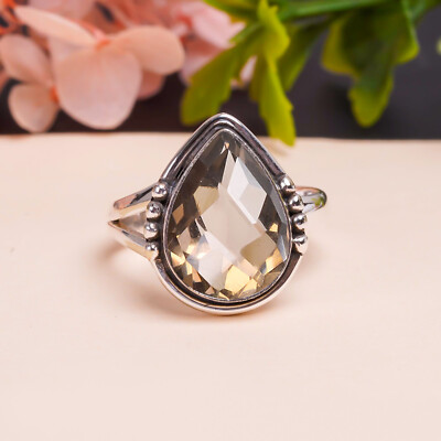 Smoky Quartz Gemstone 925 Sterling Silver Ring Handmade Jewelry Gift Gor Friends