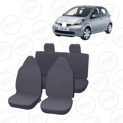 Cuscini Sedili In Lino Per Toyota Aygo X 3 (III) – Antiscivolo, Traspiranti, Con Tasca Frontale, Set Da 3 Pezzi, Nero