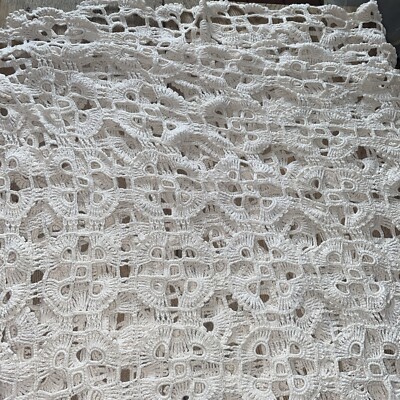 Handgehäkelte Vintage Creme Baumwolle Abdeckung/Überwurf/Tischdecke