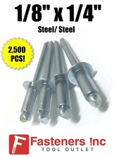  QTY 2500 POP Rivets ALL Steel 4-4 1/8" x 1/4" Grip Range Zinc Plated