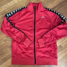 Kappa 222 Banda Wanniston Slim Logo Track Jacket Womens Size Medium Red Euc