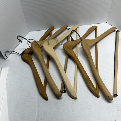 Lot Of 5 Unbranded Natural Color Wooden Hangers