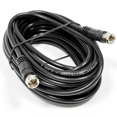 7,5m Antennenkabel F-Stecker SAT Satkabel Koaxial Kabel 100dB HD TV 3D SCHWARZ