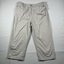 LL Bean Khaki Classic Fit Straight Leg Pants Beige Women's Size 18 Regular