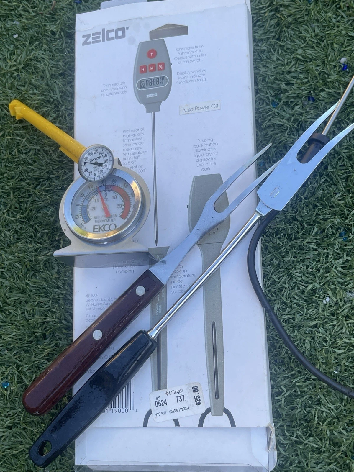6-Piece BBQ Grilling Lot Zelco ThermoTimer Digital Thermometer, Ekco