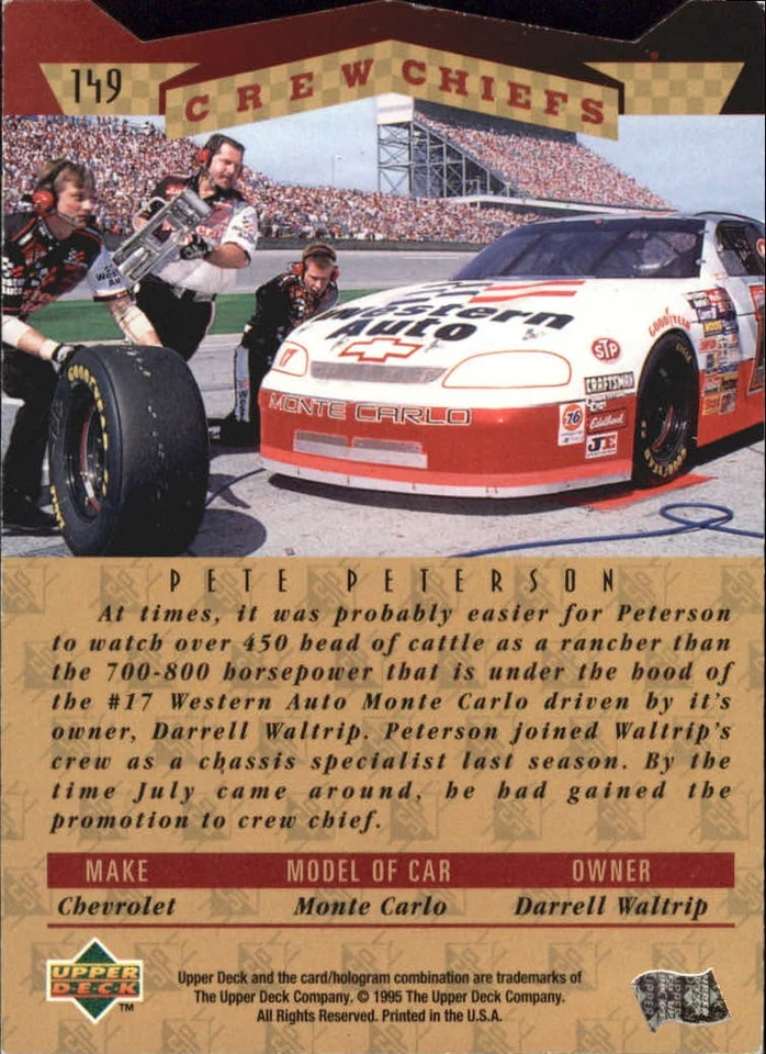 1995 SP Die Cuts #149 Pete Peterson - RAC - Image 2 of 2