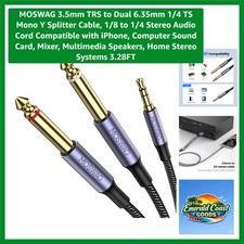 3.5mm TRS to Dual 6.35mm Stereo Audio Cable with Gold-Plated Connectors