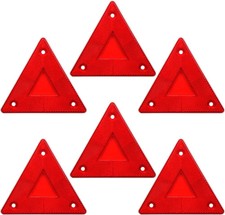 6-Pack Red Safety Reflector Warning Sign, Slow Moving Vehicle Triangle
