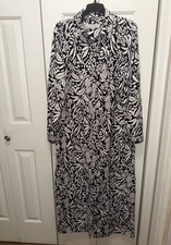 Women's LOFT Black & White Tropical Belted Maxi Shirt Dress-Size 6-EUC