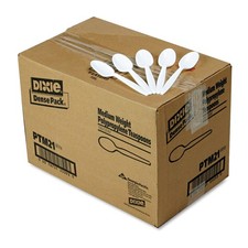 Dixie Plastic Cutlery, Mediumweight Teaspoons, White, 1,000/carton White