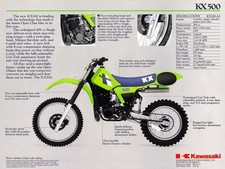 1984 Kawasaki KX500 Specs POSTER | Motorcycle Dirt Bike Wall Art 24X18 Print