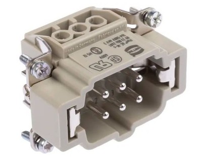 6 x HARTING Heavy Duty Power Connector Insert, 16A, Han E Series Male 6 Contacts