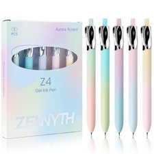 5 Pcs Pens, 0.5mm Black Ink Fine Point Quick-Drying Retractable Pens with Met...