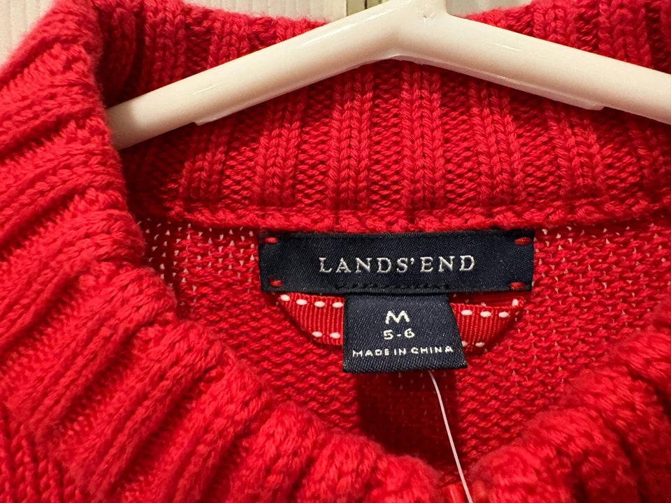 Suéter Cárdigan Rojo New Lands' End, Talla M, 5-6 Foto 2 de 2