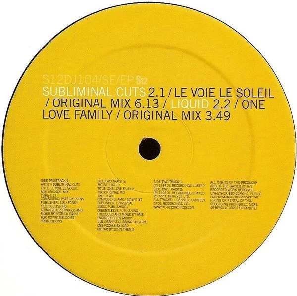 LIQUID SWEET HARMONY / AWESOME 3 DONT GO - 12” VINYL RECORD - RARE HARDCORE DJ - Изображение 2 из 2