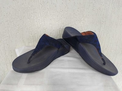 Women Fitflop Flip-Flops Navy Textile 38