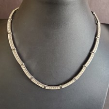 Swarovski Clear Crystal Rhodium Plated Bar Link Choker Necklace Swan Signed