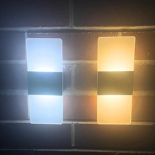 2x Solar LED Up Down Wall Lights Garden Fence Outdoor Warm or Cool White