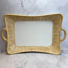 Vietri Bambu 17" Rectangular Serving Handled Platter Bamboo Made in Italy Rare