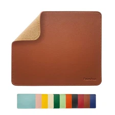 Leather Mouse Pad - Wood Mouse Pad, Double Side Mouse Pad with Stitched Edge, Wa