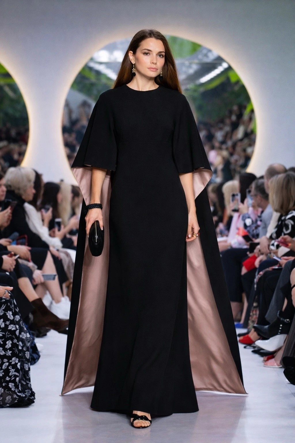 Valentino — VALENTINO CAPE EFFECT CUTOUT TWO TONE CREPE GOWN DRESS IT 38