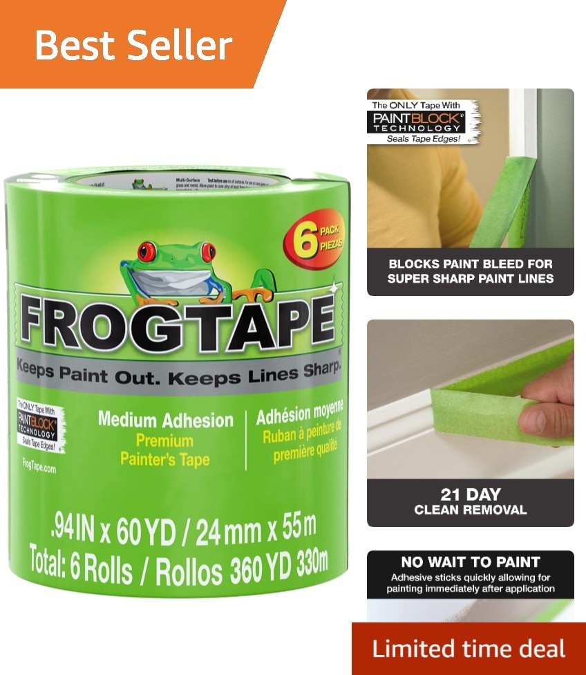 Enhance Your Projects with 6 Rolls of 24mm Multi-Surface Masking Tape - 55m Each