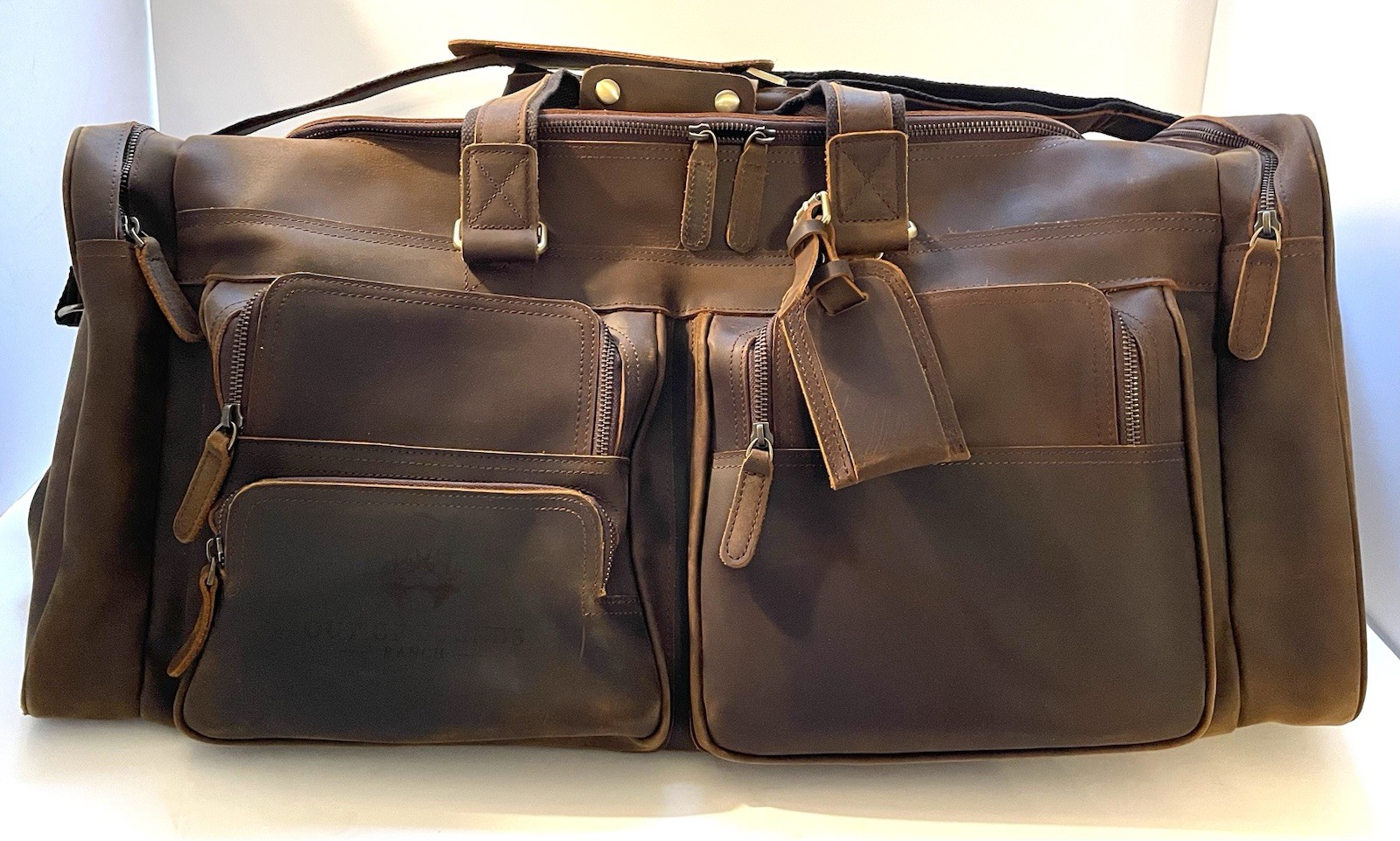 Out Of Bounds Ranch Oil tanned Full Grain Cowhide Leather Duffle Bag Luggage 26"