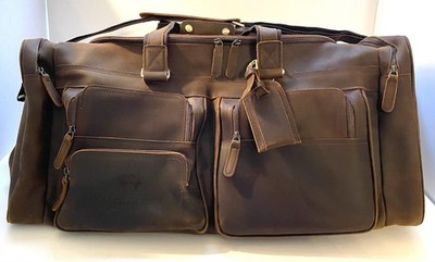 Out Of Bounds Ranch Oil tanned Full Grain Cowhide Leather Duffle Bag Luggage 26''