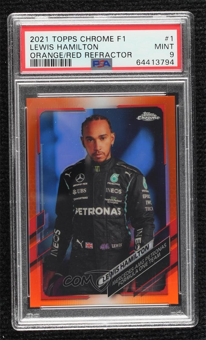 2021 Chrome Formula 1 F1 Racers Orange & Red Refractor Lewis Hamilton PSA 9 0w77
