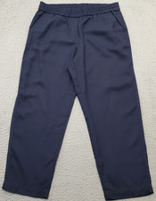 Talbots Ankle Pants Women 8P Navy Stretch Slash Pocket Elastic Waistband Pull On