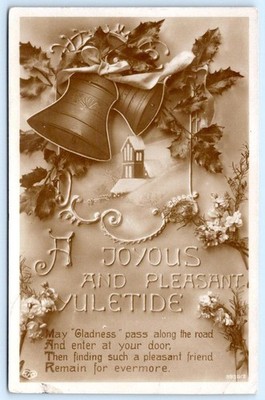 1917 RPPC A JOYOUS and PLEASANT YULETIDE CHRISTMAS HOLIDAY REAL PHOTO POSTCARD