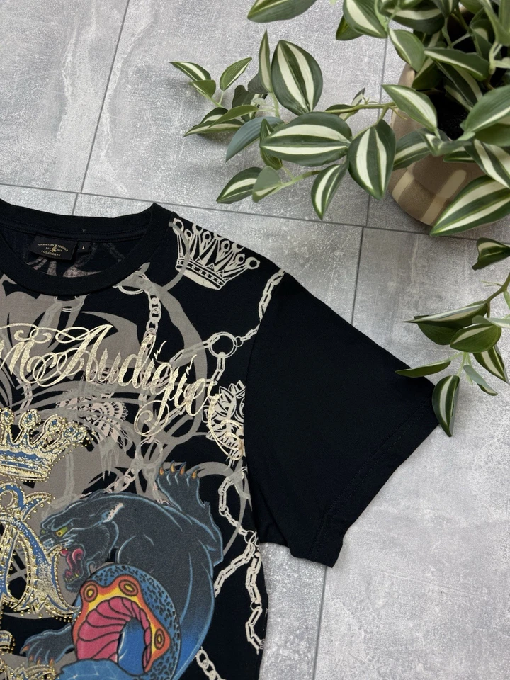 Camiseta Vintage Y2K Christian Audigier Dragon Crown Tamanho G - Imagem 4 de 4