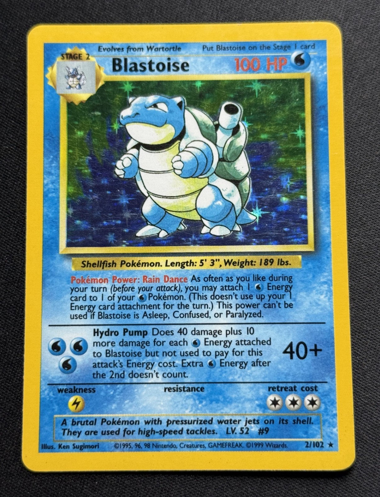 Pokémon Blastoise 2/102 Holo Rare Base Set Card Wizards of Coast - LP