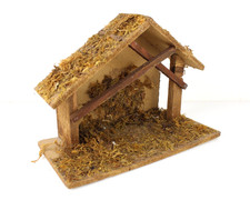 Capanna per Presepe Rustica in Legno e Muschio 30x15 Vintage Artigianale Grotta