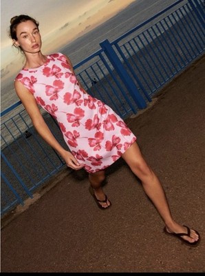 Zara Pink Mini Dress with Red Floral Motif