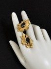 RATE EARLY SAPPHIRE GLASS CABOCHON JOMAZ RHINESTONE FLOWER EARRINGS — photo 7