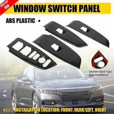 Inner Window Switch Panel Cover Trim Fits 2018-22 Honda Accord Carbon Fiber Look
