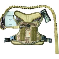 Auroth Tactical Dog Harness Med Desert Camo with Bungee Leash Service Dog Patch