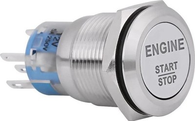 Universal Engine Start Switch 12V Car LED Ignition Starter Push Button, Silver