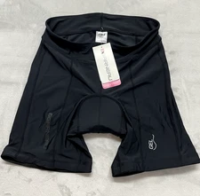 Garneau Gel Cycling Shorts Women Large Black Flat Front Reflective Logo Outdoor