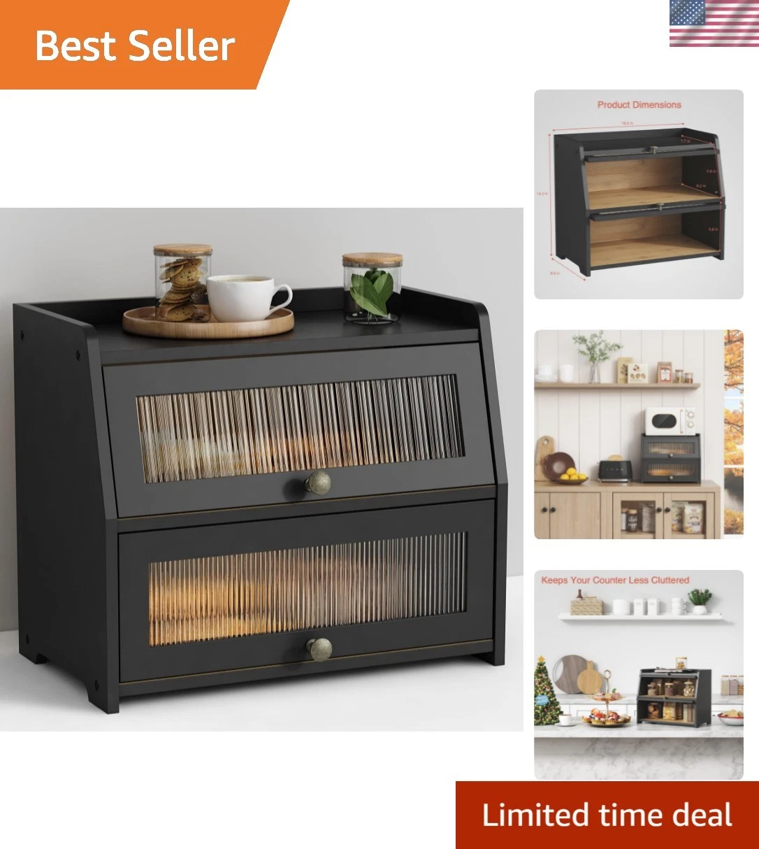 Large Capacity Bread Box with Magnetic Lid – Perfect Kitchen Decor