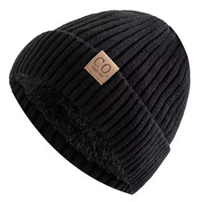 Unisex Two-Tone Winter Hats Add Fur Lined Men And Women Fashion Warm Beanie Cap