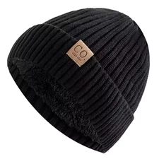 Unisex Two-Tone Winter Hats Add Fur Lined Men And Women Fashion Warm Beanie Cap