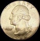 1964 Washington Quarter, 90% Silver, Circulated, Strong Detail