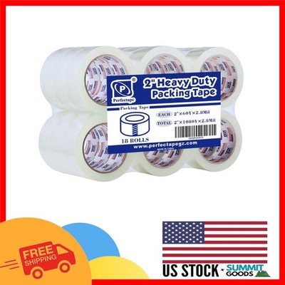 18-Pack Heavy Duty 2.8 mil Clear Packing Tape - For Secure Shipping & Packaging