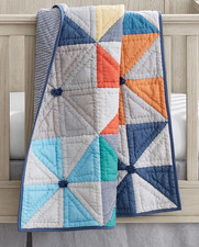 Pottery Barn Kids Pinwheel Toddler Quilt Patchwork Striped Multicolor NEW w Tag