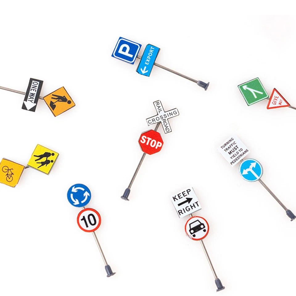 14x1:87 Traffic Signs Micro Landscape Highway Railroad Scene Layout - Image 4 of 4