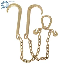 5/16" X 2' G70 Tow Chain J-Hooks V-Chain Flatbed Truck Rollback Wrecker Carrier