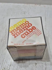 Vintage 1980s 1990s Memo Cube Note Pad Stack Desk Holder Stationary Paper